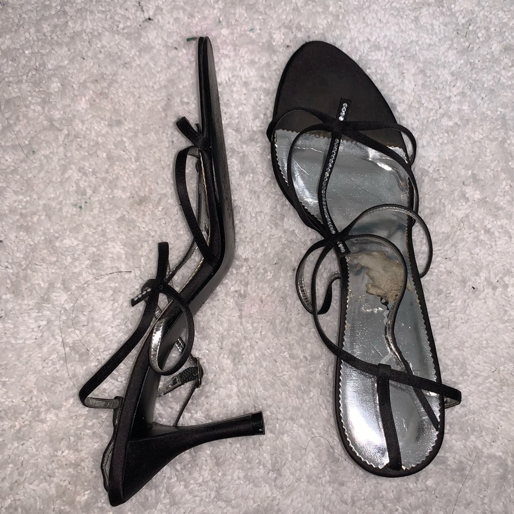 Nina Rhinestone Row Black Sandal